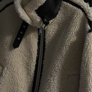 Cozy Cream Sherpa Jacket with Black Accents
